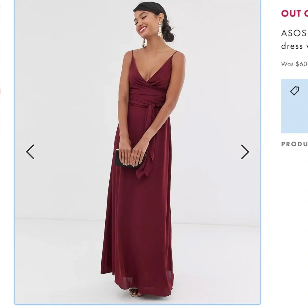 ASOS DESIGN cami wrap maxi dress with tie waist - Picture 1 of 7